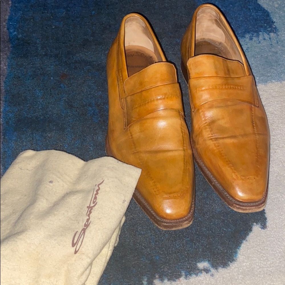 Santoni leather tan shoes